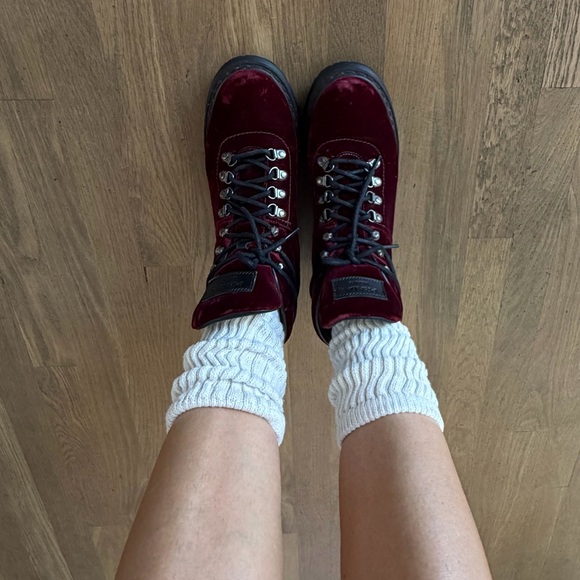 prada burgundy velvet hiker boots🥀 - Picture 8 of 13